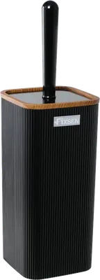 Ершик для унитаза Fixsen Black Wood FX-401-5 напольный, черный, рисунок, светлое дерево, с подставкой