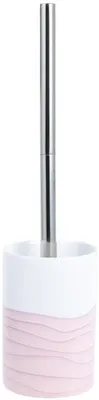 Ершик для унитаза Fixsen Agat FX-220-5 напольный, рисунок, хром, розовый, белый, с подставкой