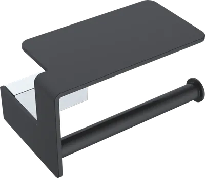 Держатель для туалетной бумаги Boheme Q 10941-CR-B настенный, black, chrome, с полкой