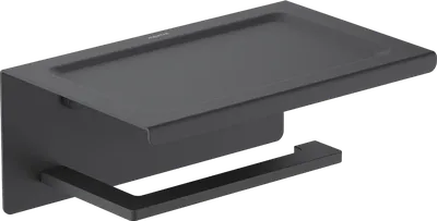 Держатель для туалетной бумаги AQUATEK Либра AQ4309MB настенный, матовый черный, с полкой