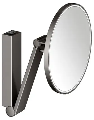 Косметическое зеркало Keuco iLook Move 17612 с подсветкой, настенное, с увеличением, шлифованный черный титан