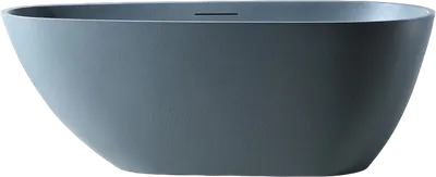 Ванна из искусственного камня Abber Dortmund 170x75 см, отдельностоящая, серая, овальная, со сливом-переливом