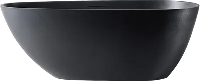 Ванна из искусственного камня Abber Dortmund 170x75 см, отдельностоящая, черная, овальная, со сливом-переливом