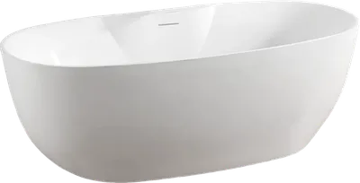 Акриловая ванна Abber AB9323 170x80 см, отдельностоящая, белая, овальная, с каркасом, со сливом-переливом