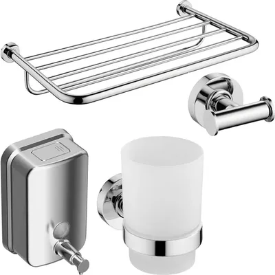Набор Ideal Standard IOM I1004AA Стакан + Крючок + Диспенсер для мыла + Полка для полотенец, хром