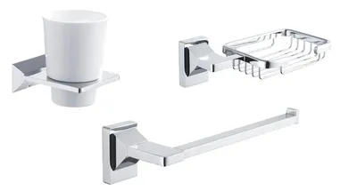Стакан Rose RG16 RG1612 хром + Мыльница Rose RG16 RG1604 хром + Полотенцедержатель Rose RG1606 хром