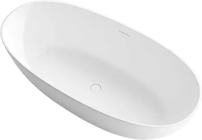 Ванна из искусственного камня Vincea VBT-6S01MW 170x75 см, отдельностоящая, матовая белая, овальная, со сливом-переливом