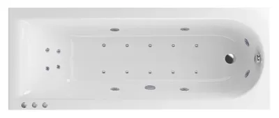 Акриловая ванна Excellent Aurum Lux WAEX.AUR17.LUX.CR 170x70 см, пристенная, с гидромассажем, белая, с каркасом, со сливом-переливом