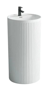 Раковина напольная SantiLine SL-4025 глянцевая белая, круглая, моноблок, фаянс
