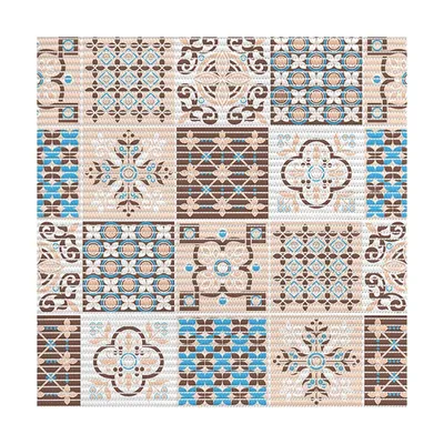 Коврик Vilina Преображение 7093-225PT-brown-blue 80x1500 см, для ванной, коричневый, синий, рисунок