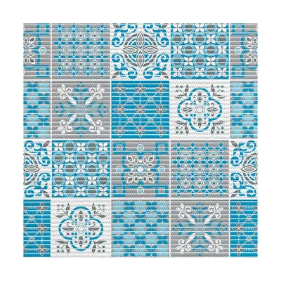 Коврик Vilina Преображение 7093-225PT-turquoise 80x1500 см, для ванной, синий, рисунок
