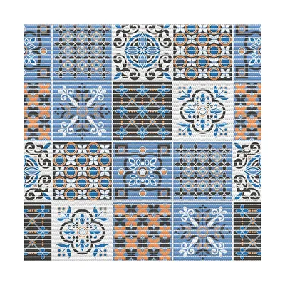 Коврик Vilina Преображение 7093-225PT-orange-blue 80x1500 см, для ванной, синий, рисунок