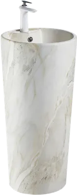 Раковина напольная SantiLine SL-4007 41 под мрамор, круглая, моноблок, фаянс