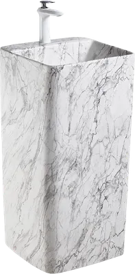 Раковина напольная SantiLine SL-4005MM 42 матовый мрамор, квадратная, моноблок, фаянс