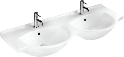 Раковина подвесная Hatria Sophie Y0Q501 125 глянцевая белая, двойная, фаянс, со столешницей