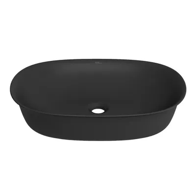 Накладная раковина для ванной комнаты Wellsee Brillant iCon 326003000: овальная раковина, ширина умывальника 50 см, цвет матовый черный