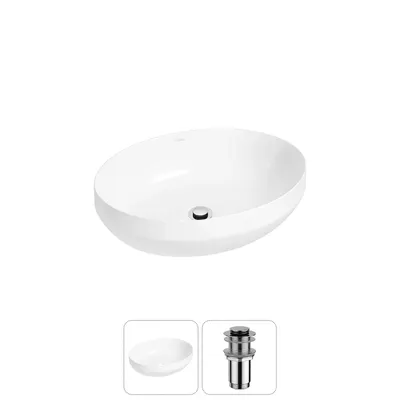 Накладная раковина для ванной комнаты Wellsee Air Gap R 20212389R в наборе 2 в 1: раковина белый глянец, донный клапан в цвете хром