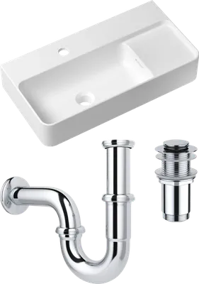 Комплект 3 в 1 Накладная раковина Lavinia Boho Bathroom Sink Slim 33311011 60 глянцевая белая, со столешницей + Донный клапан Wellsee Drainage System 182139000 хром + Сифон 182103000 бутылочный, хром