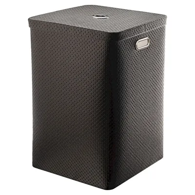 Корзина для белья Geralis Punto PB-K 82 л, напольная, черная, прямоугольная, пластик, искусственная кожа