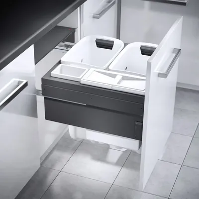 Система хранения белья Laundry-Carrier 60, 2х33л, 1х12л, 1х2,5л серая рама Hailo