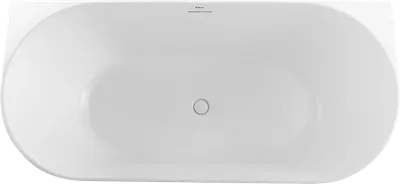 Акриловая ванна BelBagno BB412 170x80 см, пристенная, белая матовая, овальная, со сливом-переливом, с донным клапаном, фурнитура белая