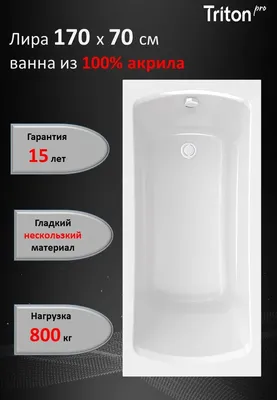 Акриловая ванна Triton Pro Лира 170x70 см, пристенная, белая, с каркасом