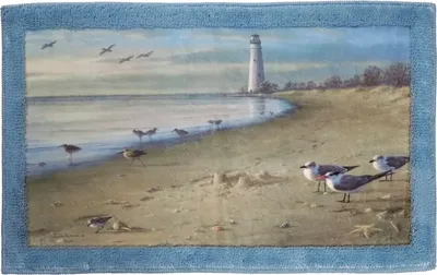 Коврик Creative Bath At The Beach R1023MULT 86x53 см, для ванной, рисунок, синий