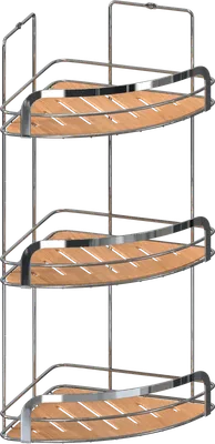 Полка для душа Fora Wood FOR-WOD03-U угловая, подвесная, дерево, хром
