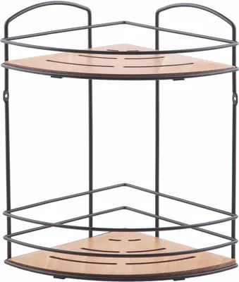 Полка для душа Tekno-tel BK074B угловая, подвесная, черная, светлое дерево