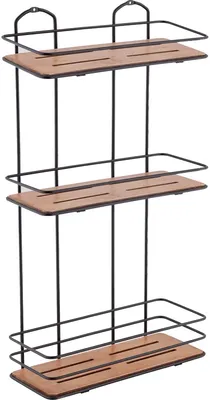 Полка для душа Tekno-tel BK077B подвесная, черная, светлое дерево