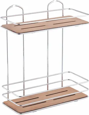 Полка для душа Tekno-tel BK076 подвесная, хром, светлое дерево