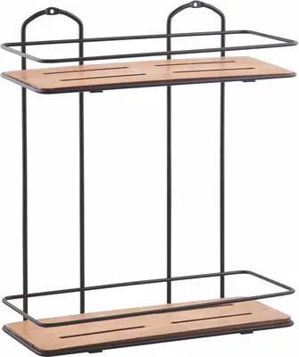 Полка для душа Tekno-tel BK076B подвесная, черная, светлое дерево